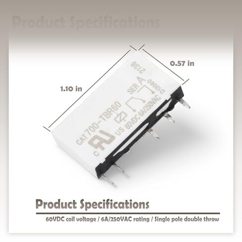 4Pcs CAT700-TBR60 5-Pin Industrial Relay Compatible with Control Panels, Automation Systems HVAC Lighting Control System and Electrical Cabinets, 60VDC 6A/250VAC in Kuwait