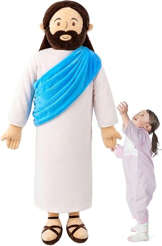 Giant Jesus Plush 6 Ft Jesus Stuffed Doll Plushie Toy Christian Pillow Religious Decoration Gift for Christening Easter (Blue) in Saudi Arabia