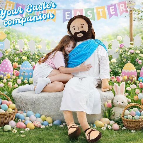 Giant Jesus Plush 6 Ft Jesus Stuffed Doll Plushie Toy Christian Pillow Religious Decoration Gift for Christening Easter (Blue) in Saudi Arabia