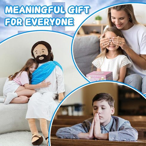 Giant Jesus Plush 6 Ft Jesus Stuffed Doll Plushie Toy Christian Pillow Religious Decoration Gift for Christening Easter (Blue) in Saudi Arabia