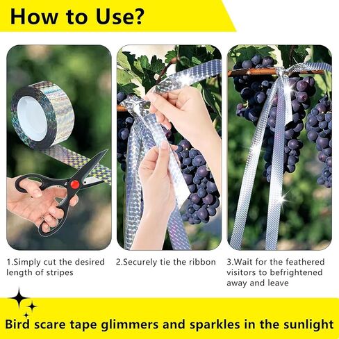 Bird Scare Reflective Tape, 328 ft Roll, Double-Sided Flash Tape for Sparrows and Woodpeckers, Outdoor Bird Deterrent for Gardens, Farms, Orchards, Homes in Kuwait