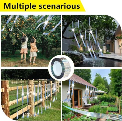 Bird Scare Reflective Tape, 328 ft Roll, Double-Sided Flash Tape for Sparrows and Woodpeckers, Outdoor Bird Deterrent for Gardens, Farms, Orchards, Homes in Kuwait