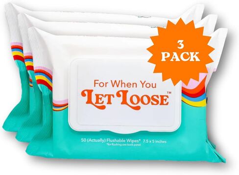 Flushable Wipes, 150 Wipes (3 Packs of 50) pH-Balanced Wet Wipes for Women & Adults, Aloe for Sensitive Skin, Rose Water for a Floral Finish, Plant-Based, Sewer Safe, 7.5" x 5" Full Coverage in Kuwait