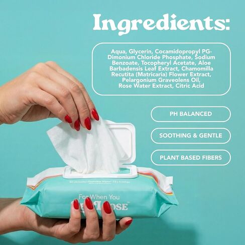 Flushable Wipes, 150 Wipes (3 Packs of 50) pH-Balanced Wet Wipes for Women & Adults, Aloe for Sensitive Skin, Rose Water for a Floral Finish, Plant-Based, Sewer Safe, 7.5" x 5" Full Coverage in Kuwait