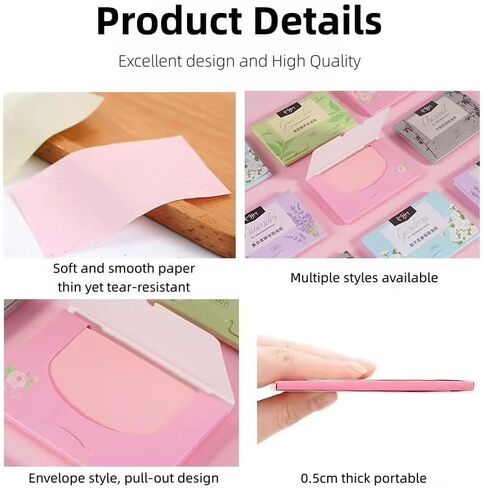 700 Count Oil Blotting Sheets for Face, Blotting Paper for Oily Skin, Green Tea, Lavender, Gardenia, Rose, Charcoal Scents, Plant-based, 7 Pack in Kuwait