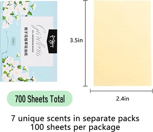 700 Count Oil Blotting Sheets for Face, Blotting Paper for Oily Skin, Green Tea, Lavender, Gardenia, Rose, Charcoal Scents, Plant-based, 7 Pack in Kuwait