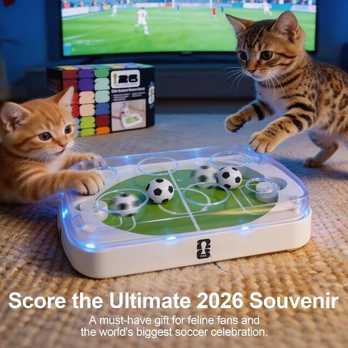 الإصدار الرسمي لكأس العالم FIFA 2026 - لعبة قطط تفاعلية بتصميم ملعب كرة قدم، لعبة قطط أوتوماتيكية مع كرات دفع قلابة تعمل بالحركة، ملصقات فريق قابلة للتخصيص، مثالية للقطط الداخلية in Kuwait