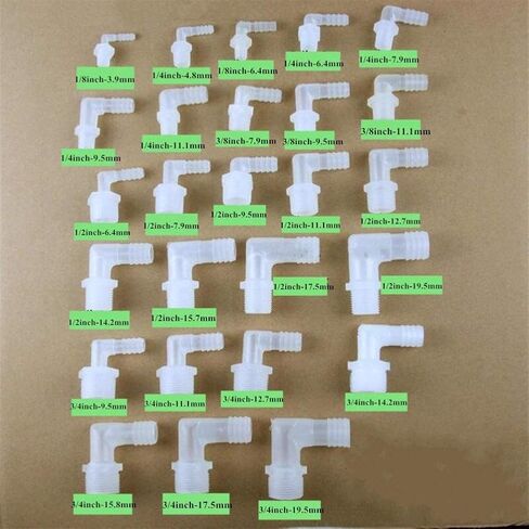 Plumbing Tools 20pcs 1/8 1/4 3/8 1/2 3/4 Male Thread Outer Tooth Pagodas Elbow Outside of The Tower Bend Hose Fittings (Size : 4.8mm Hose ID, Thread Specification : 3/4") in Kuwait