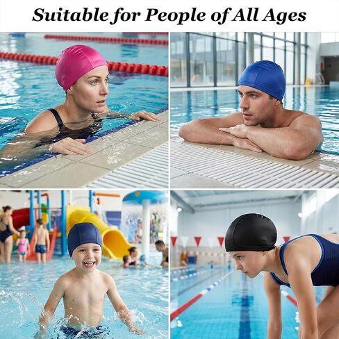 4 Pcs Swim Caps Nylon Spandex Fabric for Women Men | Stretchy Comfort Fit, 4 Pure Colors, Non-slip, Non-Snag for Long Hair, Breathable & Quick-Dry, Pool Beach Bath Use in Kuwait