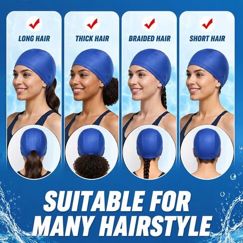 4 Pcs Swim Caps Nylon Spandex Fabric for Women Men | Stretchy Comfort Fit, 4 Pure Colors, Non-slip, Non-Snag for Long Hair, Breathable & Quick-Dry, Pool Beach Bath Use in Kuwait