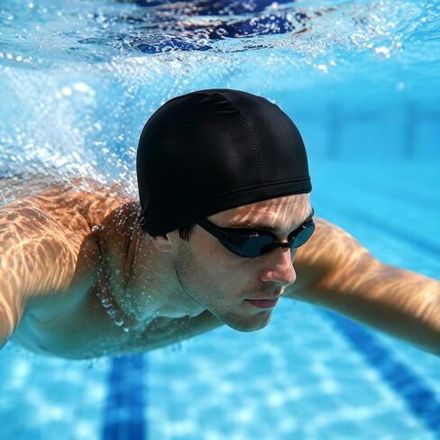 4 Pcs Swim Caps Nylon Spandex Fabric for Women Men | Stretchy Comfort Fit, 4 Pure Colors, Non-slip, Non-Snag for Long Hair, Breathable & Quick-Dry, Pool Beach Bath Use in Kuwait