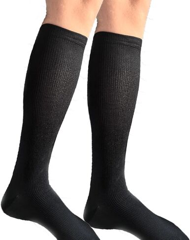 3 Pairs Compression Socks for Men 20-30 mmHg Knee High Great Stretch Plus Size Hypoallergenic Socks Nurse Running Medical and Travel Athletic Size 10-13 in Kuwait