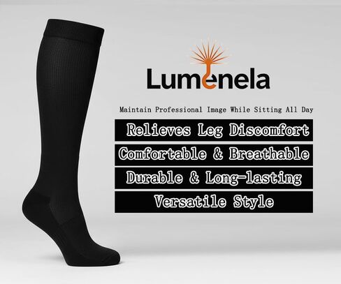 3 Pairs Compression Socks for Men 20-30 mmHg Knee High Great Stretch Plus Size Hypoallergenic Socks Nurse Running Medical and Travel Athletic Size 10-13 in Kuwait