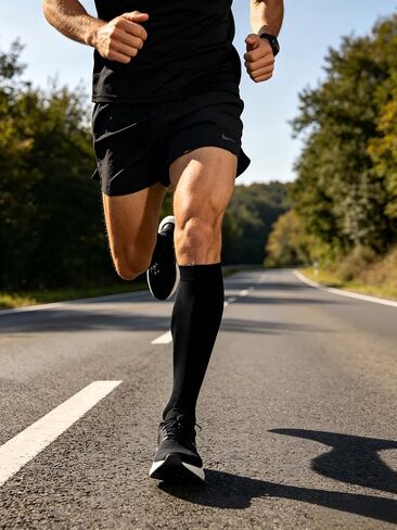 3 Pairs Compression Socks for Men 20-30 mmHg Knee High Great Stretch Plus Size Hypoallergenic Socks Nurse Running Medical and Travel Athletic Size 10-13 in Kuwait