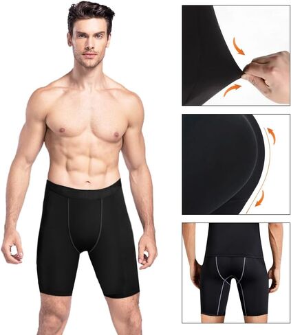 Compression Shorts Men, Spandex Athletic Workout Running Shorts, Tight Quick Dry Performance Baselayer Underwear in Kuwait