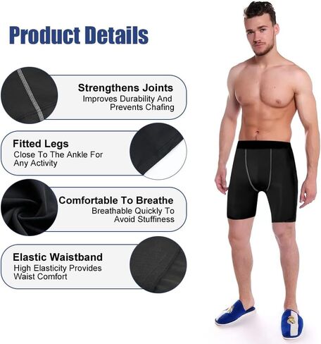 Compression Shorts Men, Spandex Athletic Workout Running Shorts, Tight Quick Dry Performance Baselayer Underwear in Kuwait