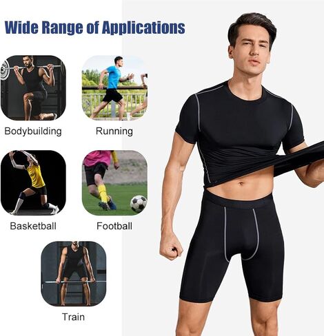 Compression Shorts Men, Spandex Athletic Workout Running Shorts, Tight Quick Dry Performance Baselayer Underwear in Kuwait