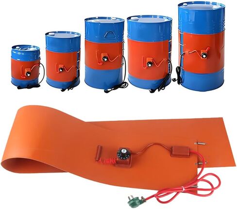 Silicone Oil Drum Heater Belt with Adjustable Thermostat 30-150℃, 1500W Heating Pad for 100L Honey Oil Barrel & Instruments, Elastic Spring Design, Efficient Drum Pail Heating in Kuwait