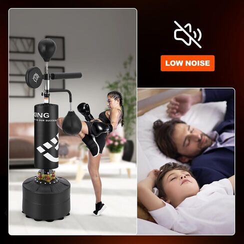 5-in-1 Freestanding Punching Bag for Adults & Teens, Adjustable Height Heavy Boxing Bag with 360° Rotating Bar, Dual Speed Bags & Stable Base for Home Gym Training in Kuwait