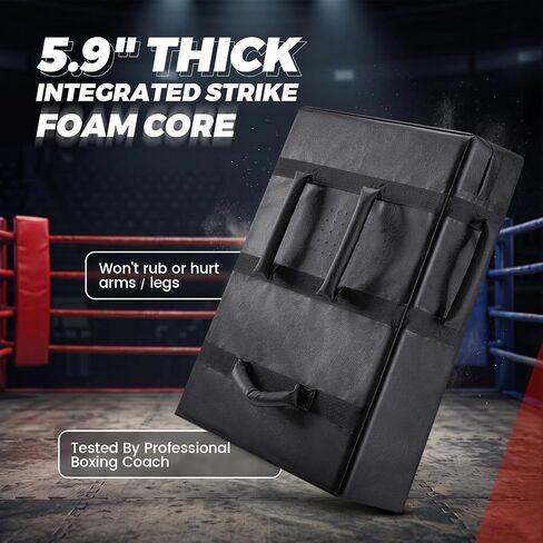 Hikeen Blocking Kick Shield Muay Thai Pads, Denser Softer Foam Kick Boxing Pads for MMA, Martial Arts, Karate, Taekwondo, Punching, Foot, Knee and Elbow Target- 24"x16" Pad with Handles (1PCS) in Kuwait