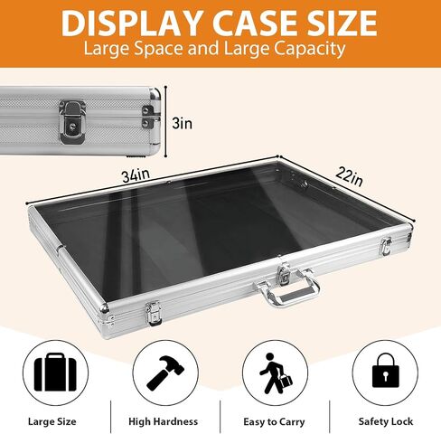 34"x22" Card Show Display Case,Portable Aluminum Trading Card Display Case,Clear Acrylic Card Box with Locks Suitable for Sports Card/TCG/Jewelry Collection (Silver) in Kuwait