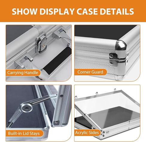 34"x22" Card Show Display Case,Portable Aluminum Trading Card Display Case,Clear Acrylic Card Box with Locks Suitable for Sports Card/TCG/Jewelry Collection (Silver) in Kuwait