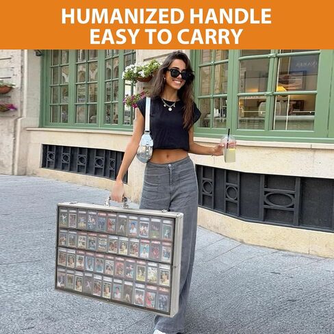 34"x22" Card Show Display Case,Portable Aluminum Trading Card Display Case,Clear Acrylic Card Box with Locks Suitable for Sports Card/TCG/Jewelry Collection (Silver) in Kuwait