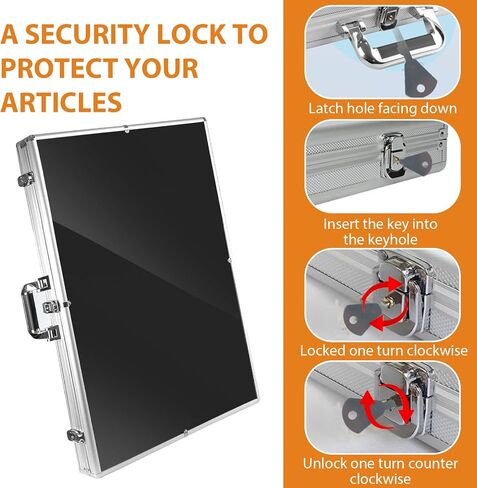 34"x22" Card Show Display Case,Portable Aluminum Trading Card Display Case,Clear Acrylic Card Box with Locks Suitable for Sports Card/TCG/Jewelry Collection (Silver) in Kuwait