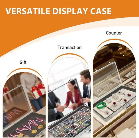 34"x22" Card Show Display Case,Portable Aluminum Trading Card Display Case,Clear Acrylic Card Box with Locks Suitable for Sports Card/TCG/Jewelry Collection (Silver) in Kuwait