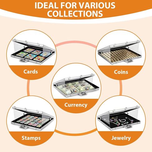 34"x22" Card Show Display Case,Portable Aluminum Trading Card Display Case,Clear Acrylic Card Box with Locks Suitable for Sports Card/TCG/Jewelry Collection (Silver) in Kuwait
