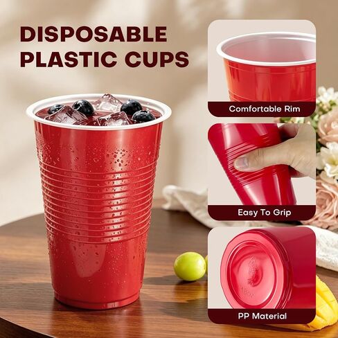 Disposable Plastic Cups, 120 Count, 18 Oz BPA-Free PP Plastic Cups, Assorted Red Blue Green Pink Party Cups for Tailgates, Birthdays, Holidays, BBQs, and Events in Kuwait