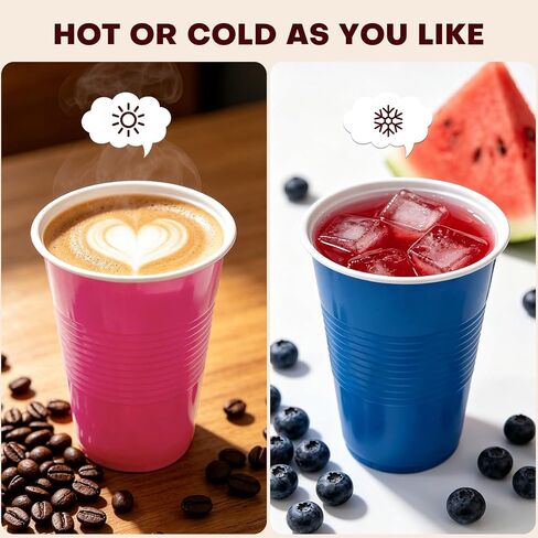 Disposable Plastic Cups, 120 Count, 18 Oz BPA-Free PP Plastic Cups, Assorted Red Blue Green Pink Party Cups for Tailgates, Birthdays, Holidays, BBQs, and Events in Kuwait