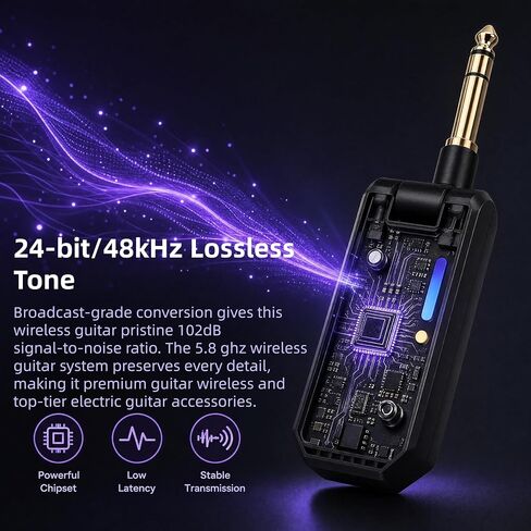 نظام جيتار لاسلكي M-VAVE WS-13 5.8 جيجا هرتز، جهاز إرسال واستقبال جيتار لاسلكي مع حقيبة شحن، ملحقات جيتار لاسلكية لعينات صوت الجيتار الكهربائي (WS-13 أسود) in Kuwait