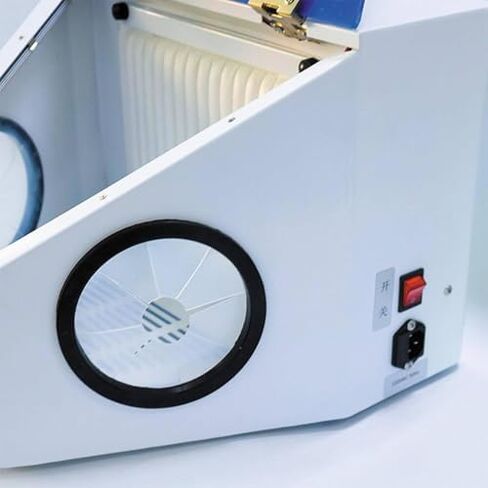Dust Collection Box for Dental Lab, Enclosed Sandblasting Station with Shadowless LED Light & Tempered Glass Window, Prevents Dust Spread for Jewelry Carving and Craft Cleaning in Kuwait