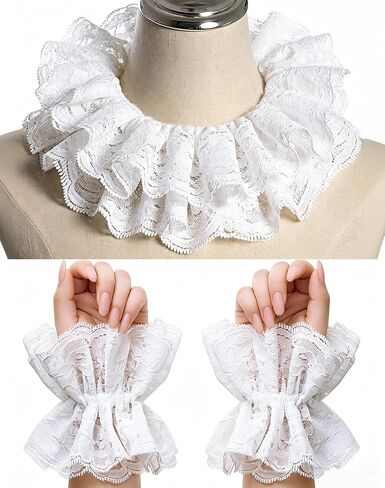 Parma77 Neck Ruffle Collar Cuffs Set, Detachable Clown Costume Accessories in Saudi Arabia