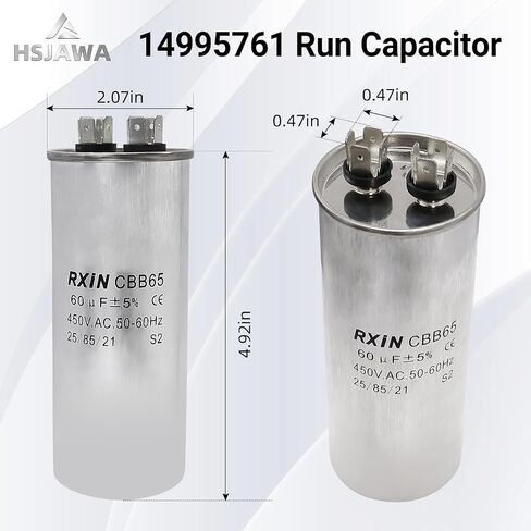 14995761 1499-5761 مكثف تشغيل 1499-576 60 فائق التوهج ±5% 450VAC 60 MFD 50/60 هرتز يناسب كولمان ماخ لمكيفات الهواء ومزيلات الرطوبة وغسالات وغسالات الأطباق in Kuwait