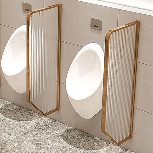 Gold Wall-Mounted Urinal Partition Divider - Translucent Glass Privacy Screen for Toilets, Ideal for Schools & Public Restrooms - 4pcs Bathroom Partition Protection in Kuwait