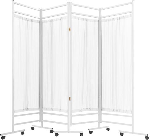 مقسم غرفة طبية متنقل 4/5 لوحة مع عجلات قابلة للقفل، شاشة خصوصية للمستشفى محمولة وقابلة للطي، إطار معدني، للأجنحة والعيادات وغرف الامتحانات (أبيض، 5 لوحات) in Kuwait