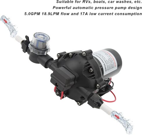 Tbest 12V مضخة الحجاب الحاجز ذاتية التحضير عالية 18.9LPM 5.0GPM لمركب RV البحري مضخة الحجاب الحاجز المؤكدة للقوارب المناسبة لآلات RVs التي تغسل تطبيق التحكم في التحكم هو ذاتي in Kuwait
