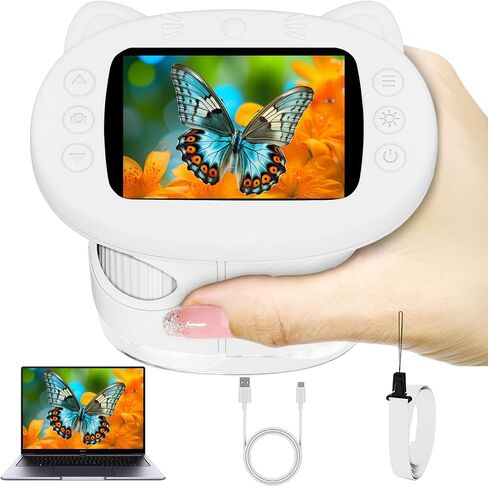 Pocket Kids Microscope, 1000X Handheld Microscope for Kids w/2.4'' Screen, Photo Video Mini Portable Microscopes Science Edu Digiscope, Christmas Birthday Gifts Ideas for Kids Ages 3-12(Orange) in Saudi Arabia