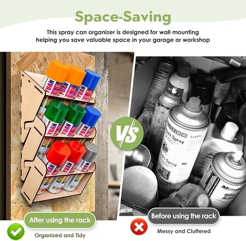9-can Spray Can Holder Organizer, Wooden Spray Paint Can Holder Storage for Garage Workshop, Wall Mount Aerosol Spray Paint Can Organizer (Mounting Accessories Included) in Kuwait