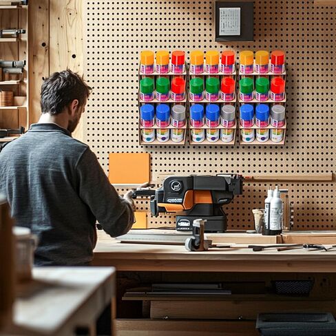 9-can Spray Can Holder Organizer, Wooden Spray Paint Can Holder Storage for Garage Workshop, Wall Mount Aerosol Spray Paint Can Organizer (Mounting Accessories Included) in Kuwait