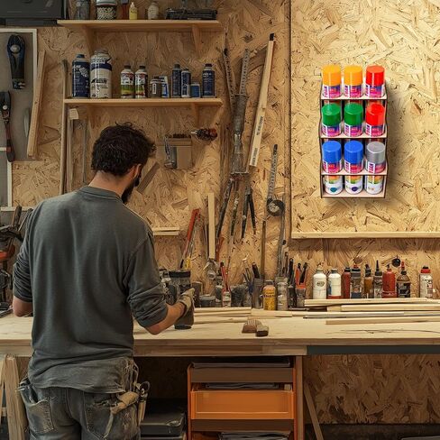 9-can Spray Can Holder Organizer, Wooden Spray Paint Can Holder Storage for Garage Workshop, Wall Mount Aerosol Spray Paint Can Organizer (Mounting Accessories Included) in Kuwait