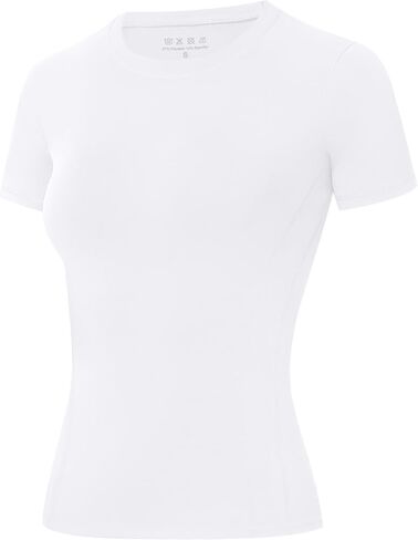 Runhit Womens Compression Shirt Short Sleeve Workout Tops Athletic Running Gym T-Shirt Moisture Wicking Quick Dry UPF 50+ in Kuwait