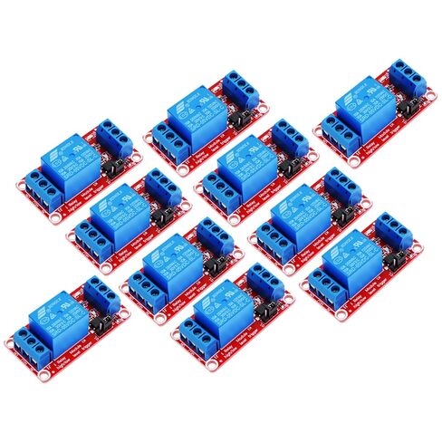 10PCS DC 5V Relay Module - 1 Channel Optocoupler Isolation Relay Board, High/Low Level Trigger, Normally Opened Compatible Load: 10A 250VAC / 15A 125VAC / 10A 30VDC (5V-10PCS) in Kuwait