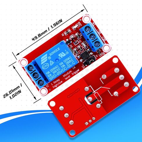 10PCS DC 5V Relay Module - 1 Channel Optocoupler Isolation Relay Board, High/Low Level Trigger, Normally Opened Compatible Load: 10A 250VAC / 15A 125VAC / 10A 30VDC (5V-10PCS) in Kuwait