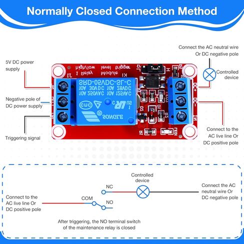 10PCS DC 5V Relay Module - 1 Channel Optocoupler Isolation Relay Board, High/Low Level Trigger, Normally Opened Compatible Load: 10A 250VAC / 15A 125VAC / 10A 30VDC (5V-10PCS) in Kuwait