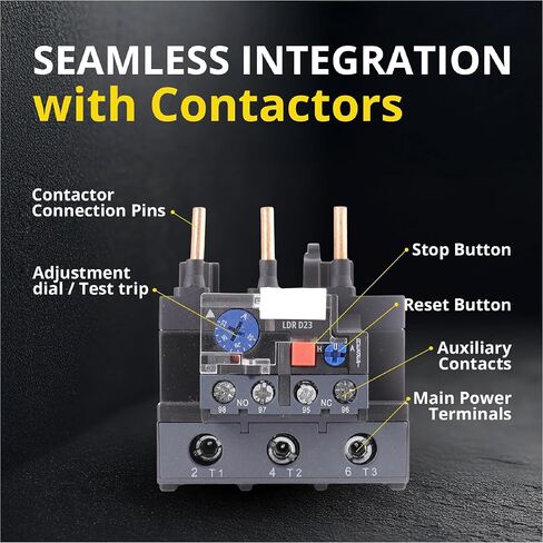 Thermal Overload Relay LR2-D2353 (LRD23), 23-32A, 1NO + 1NC, IEC 60947-4-1, Motor Protection Relay for Compatible LC1-D25 to LC1-D32 Contactors in Kuwait