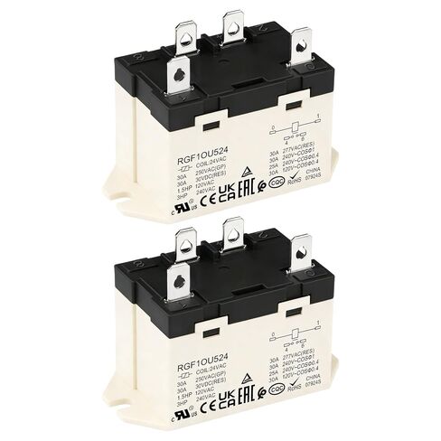 مرحل للأغراض العامة، RGF1OU615، 30 أمبير 100-120 فولت تيار متردد، اتصالات 4Pin SPST-NO، G7L-1A-TUB-CB-AC100/120، شهادة UL (1) in Kuwait