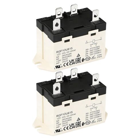 مرحل للأغراض العامة، RGF1OU615، 30 أمبير 100-120 فولت تيار متردد، اتصالات 4Pin SPST-NO، G7L-1A-TUB-CB-AC100/120، شهادة UL (1) in Kuwait